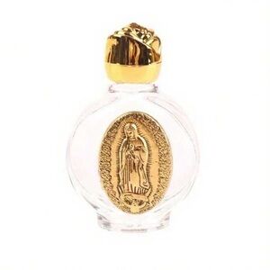 Virgin Mary Holy water font/glass bottle can be used to hold any liquid